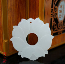Afghan white jade lotus pendant womens large lotus jade pendant sweater DIY Hanfu accessories jade waist pendant