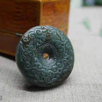 和田玉糖青玉双面雕刻龙纹吊坠玉玦挂件时来运转玉佩龙纹环平安扣