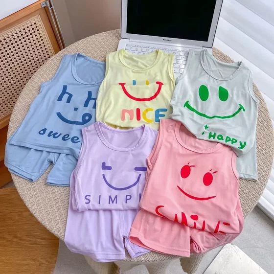 
Children's vest set Modal summer thin sleeveless shorts two-piece cool breathable T-shirt soft and glutinous children's clothing