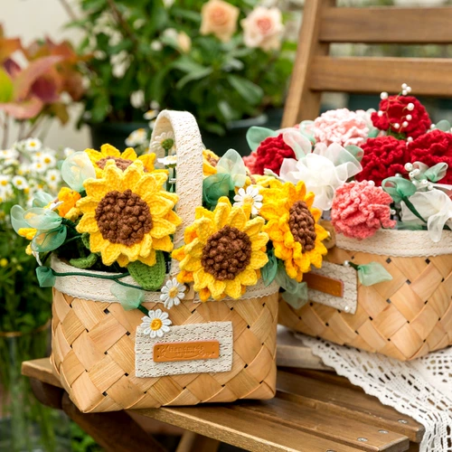 Плетеный крючок для вязания ручной работы, набор материалов, букет, DIY, подарок на день рождения, подсолнух