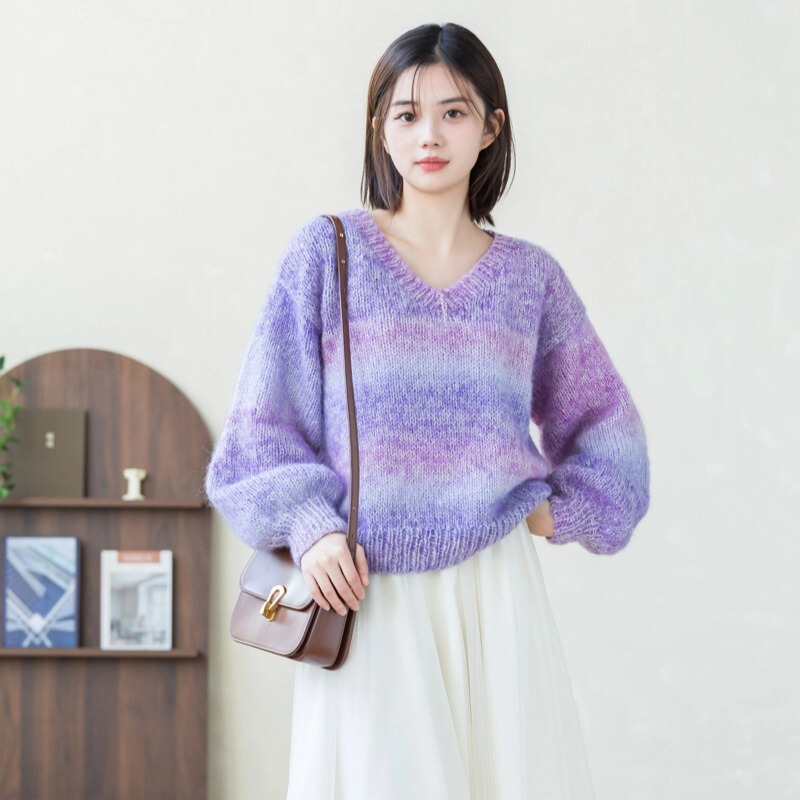 Quzhishe Jingdian Simple Beginner Sweater Handmade DIY Knitting Needlework Clothes Top LAOSHU Material Kit