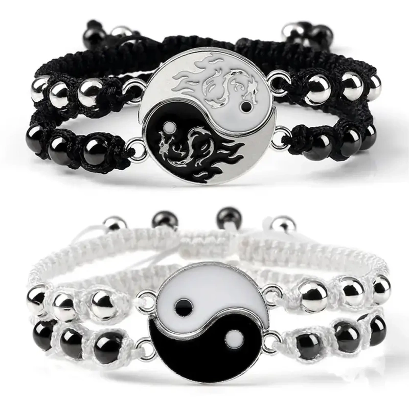 Tai Chi Yin Yang Bracelet Magnetic Bracelet for Men and Women Vintage Tai Chi Bracelet for Couples and Brothers Woven Gift Trendy