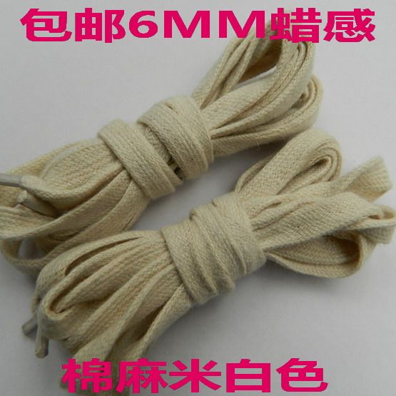  Outdoor shoelaces leather shoes laces 6MM meters white cotton linen waxed with flat laces 80-160CM