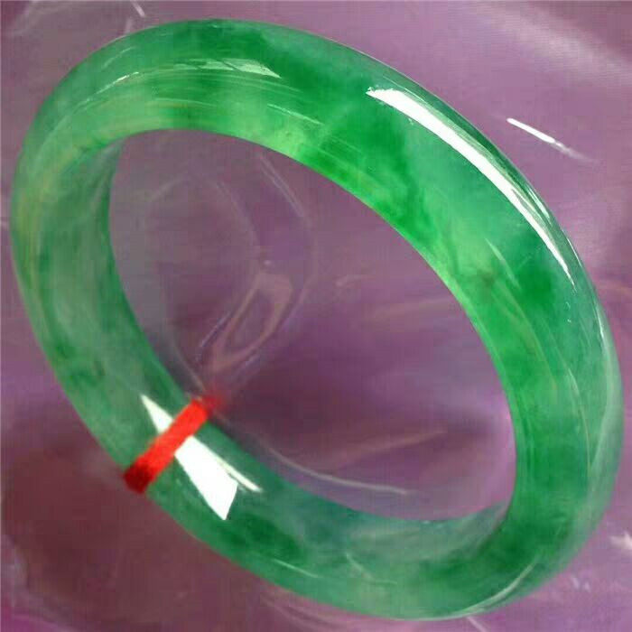 Myanmar old pit jade bracelet Glutinous rice ice seed Yang green floating flower color bracelet Chaise wide version jade bracelet Hydrated green