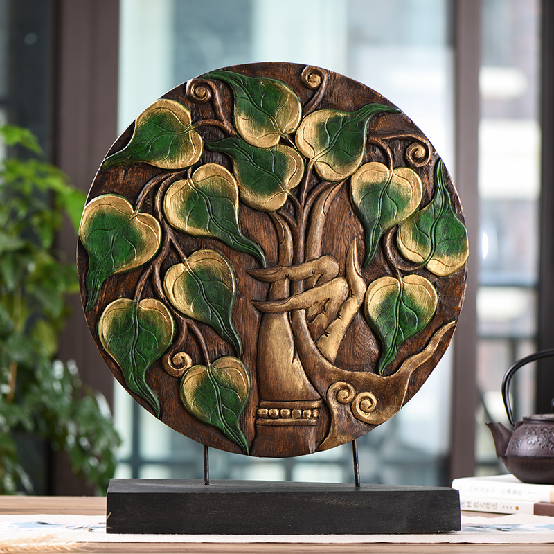 Indian and Thai home Southeast Asian style bodhi tree ornaments solid wood creative retro Thai home decoration porch lucky town house