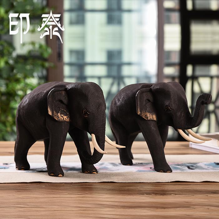 India and Thailand home lucky elephant decoration wood Thailand town house real creative decoration Feng Shui living room study decoration
