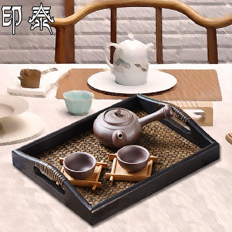 Tai Style Creative Solid Wood Handmade Bamboo Square Nursery Tray Large Tea Tray Wooden Fruit Tray Teacup of Tea Cup