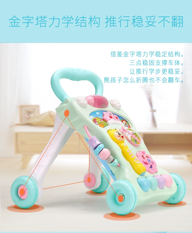 Baby Walker Giỏ Hàng Đa Chức Năng Chống rollover Bé Học Cách Đi Bộ 6-18 Tháng Walker Fun Toddler