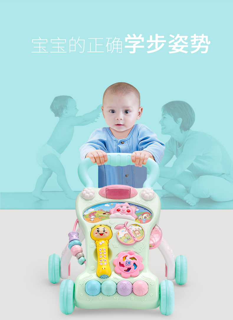 Baby Walker Giỏ Hàng Đa Chức Năng Chống rollover Bé Học Cách Đi Bộ 6-18 Tháng Walker Fun Toddler