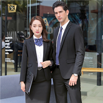 Professional wear womens suits hotel overalls long sleeves temperament hotel front desk cashier overalls uniform men