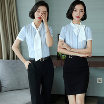 Professional Womens Set 2018 Summer New Striped Shirt Fashion Dress Toilwear Beauty Overalls