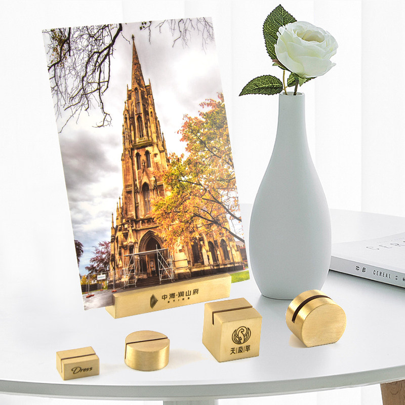 Brass Card Display Stand Label Clip Price Seat Business Card Desktop Card Rack Photo Clip Sticky Note Message Clip Base