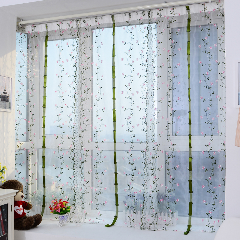 Rattan (Roman Curtain Velcro)Velcro window curtains No punching install Internet celebrity window screening Gauze Butterfly curtain Roman blind kitchen Small window Lifting curtain