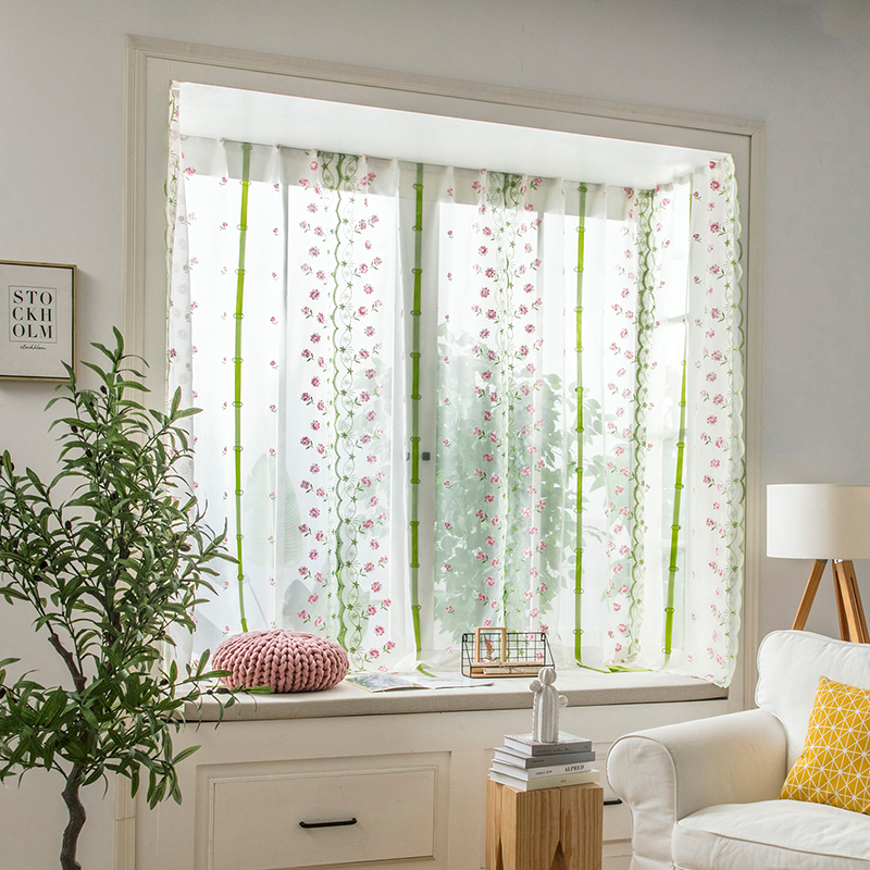 Pink Five Rings (Roman Curtain Hook)Velcro window curtains No punching install Internet celebrity window screening Gauze Butterfly curtain Roman blind kitchen Small window Lifting curtain