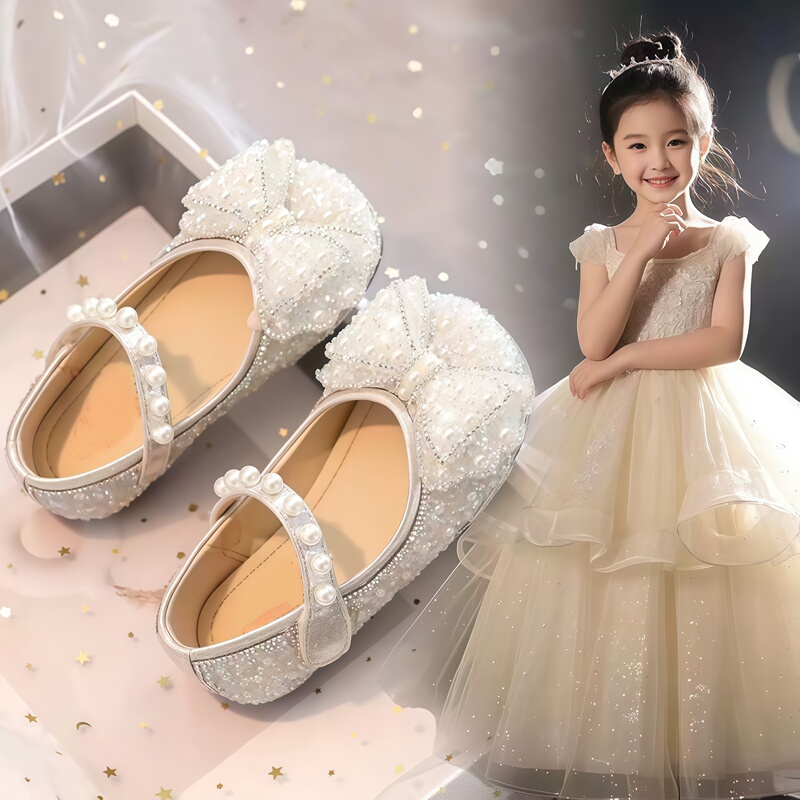 French Miweike Girls' Princess Shoes Kidsren's Small Leather Shoes 2026 New Baby Girl Crystal Performance Soft-Soled Shoes French Miweike Girls' Princess Shoes Kidsren's Small Leather Shoes 2026 New Baby Girl Crystal Performance Soft-Soled Shoes