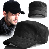 Korean hat mens flat top hat spring and autumn warm military hat womens head circumference leisure Joker cap male tide