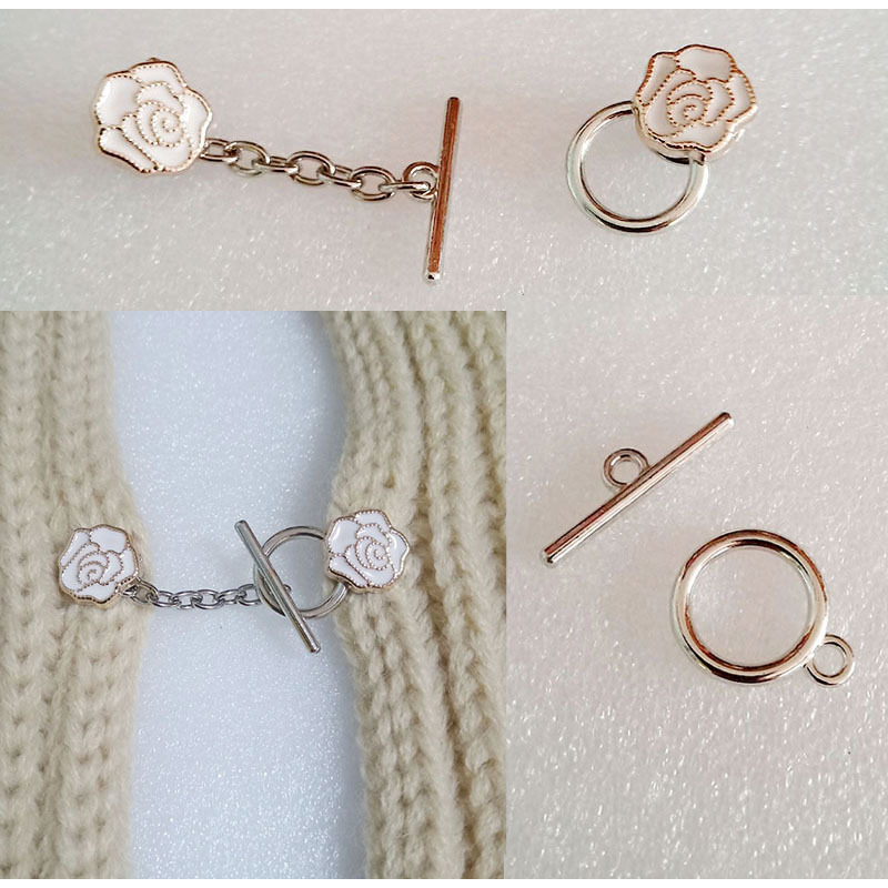 Silver Ot Buckle Sweater Cardigan Chain Button Fixed Decorative Button Clothing Waist Cincher Waist Expander Anti-Exposure Buckle for Women