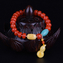 Natural South Red Manau crystal Honey wax Handstring Classical Ya Zhi Buddha Lady with accessories bracelet x