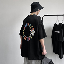 Color letter printed mens clothing 2021 new short sleeves t-shirt mens summer ins trend 100 ride-hailing relaxation clothes