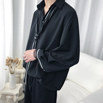 Mens seven-point sleeve shirt Mens summer Korean version of the trend handsome loose Port wind very fairy shirt male ruffian handsome outfit