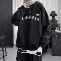2021 fall new color letter printed couple round collar necropolis for mens spring and autumn with loose 100 hitch-style blouse