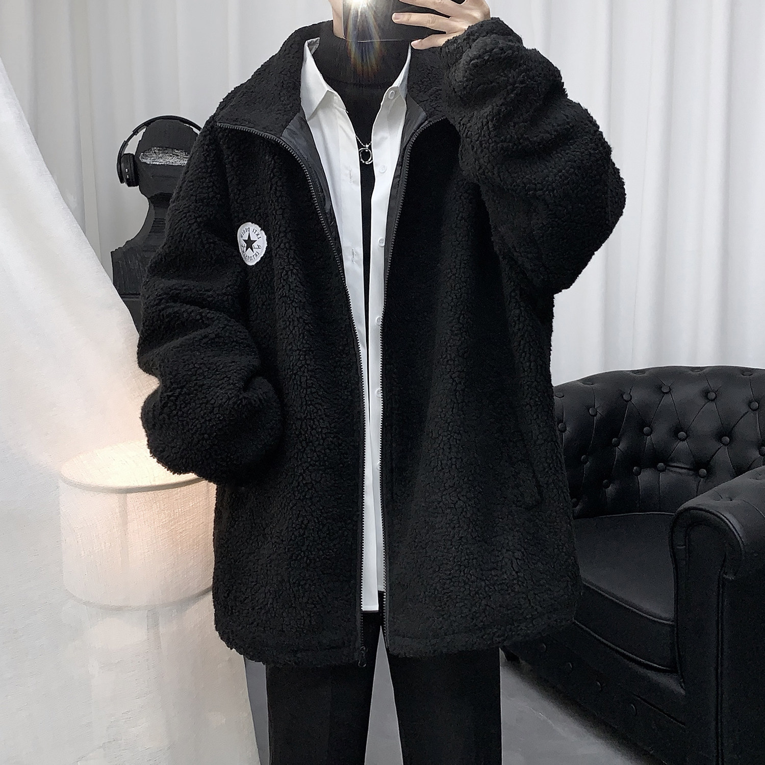 2021 autumn and winter new lamb wool jacket men's Korean version loose all-match ins trend Hong Kong style jacket clothes