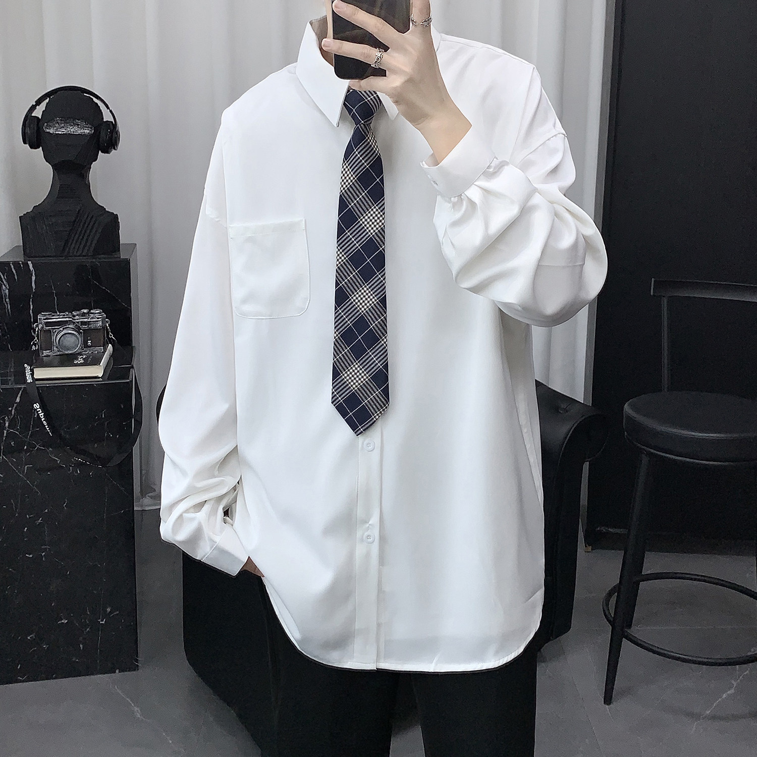 Delivery tie Neatheon free of ironing white shirt male long sleeve Korean version Trend handsome air port Wind day series 100 lap shirt