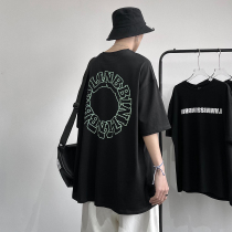 2021 new three-dimensional letter printed short sleeve t-shirt male Chains 100 hitch round collar loose clothes mens summer blouses