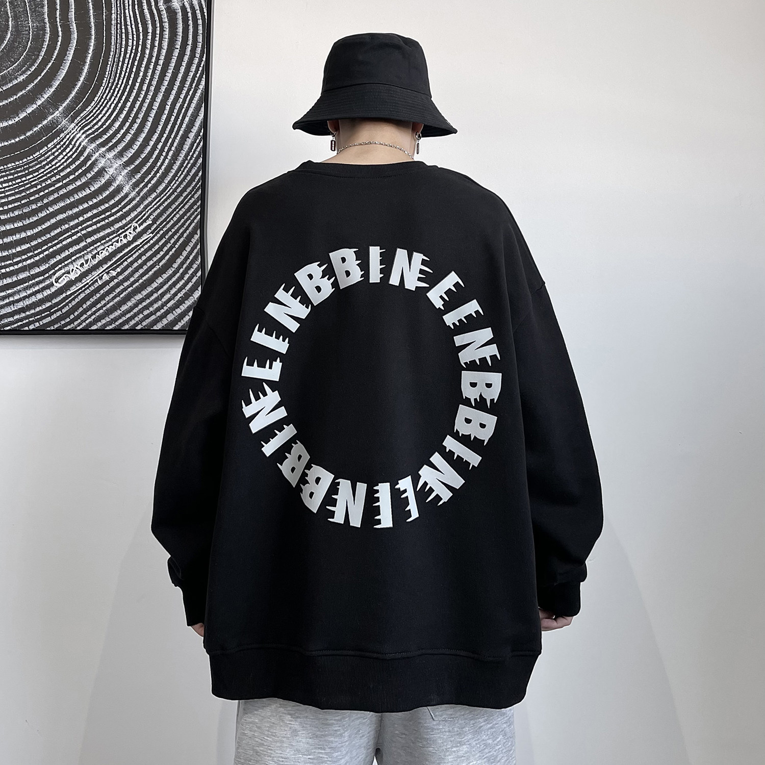 National trendy sweater men's spring and autumn models 2021 new trendy ins spring thin round neck no risk clothes loose top