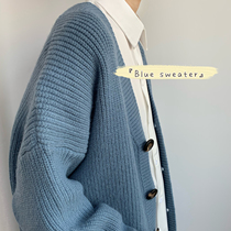 Autumn and winter couples knit cardiovert sweater jacket male Korean version Trend personality relaxed ins Port Wind 100 lap laziness