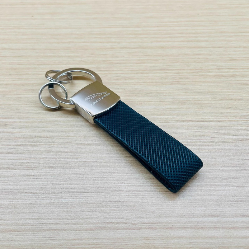 Genuine Oem Jaguar Black Rubber Loop Tag & Alloy Keychain Keyring