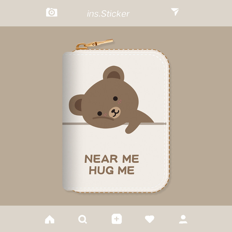 Cute Grocery Groveling Table Small Bear Carpack Cute Students Large Capacity Multi-Position Card Holder Anti-Degaussing Credential Kit Lovers