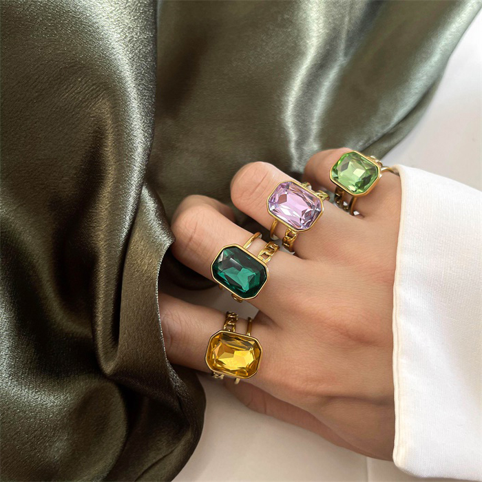 Fashion Geometric Copper None Gem Rings