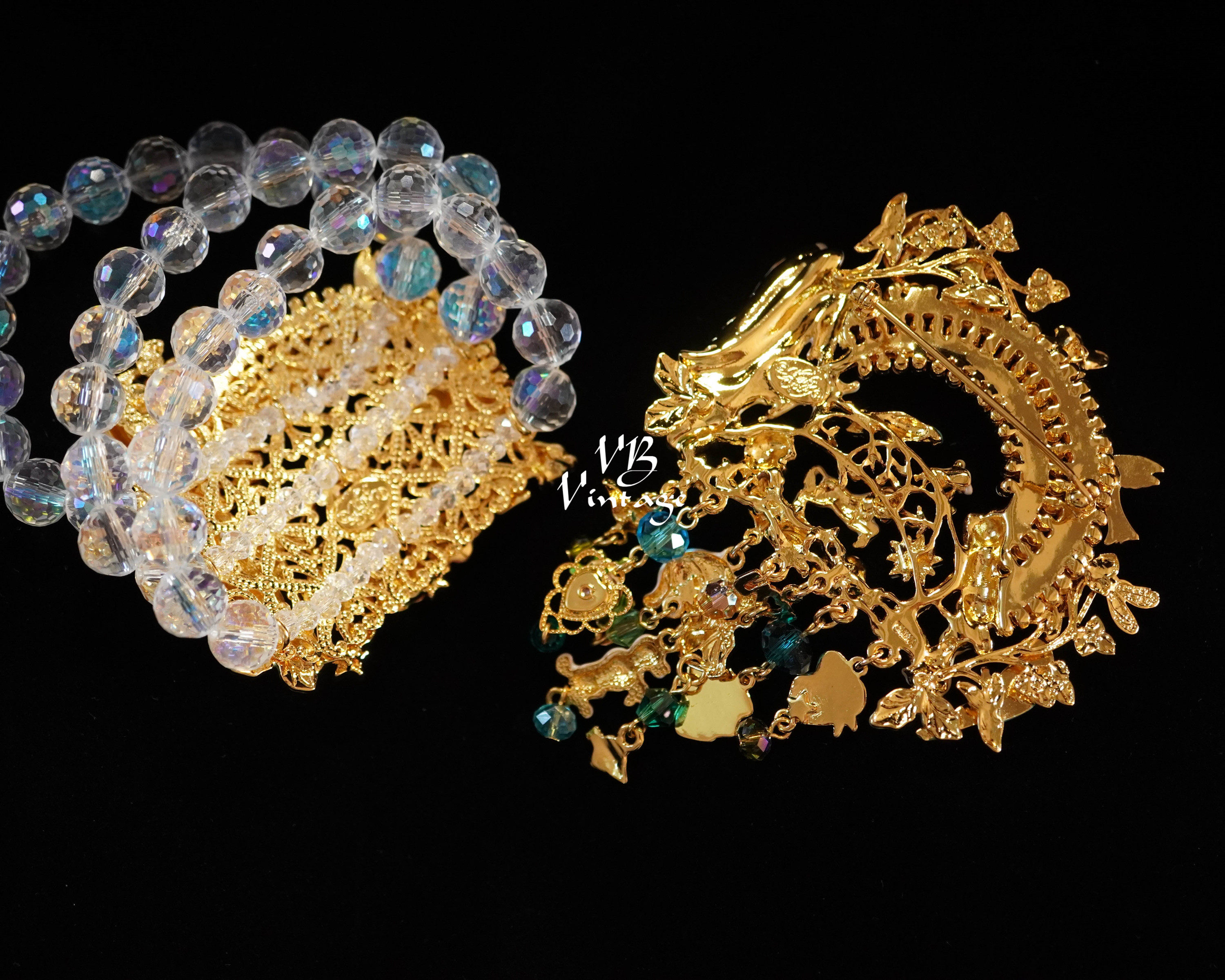 KIRKS FOLLY 复古梦幻彩虹好朋友水钻流苏胸针手链详情13