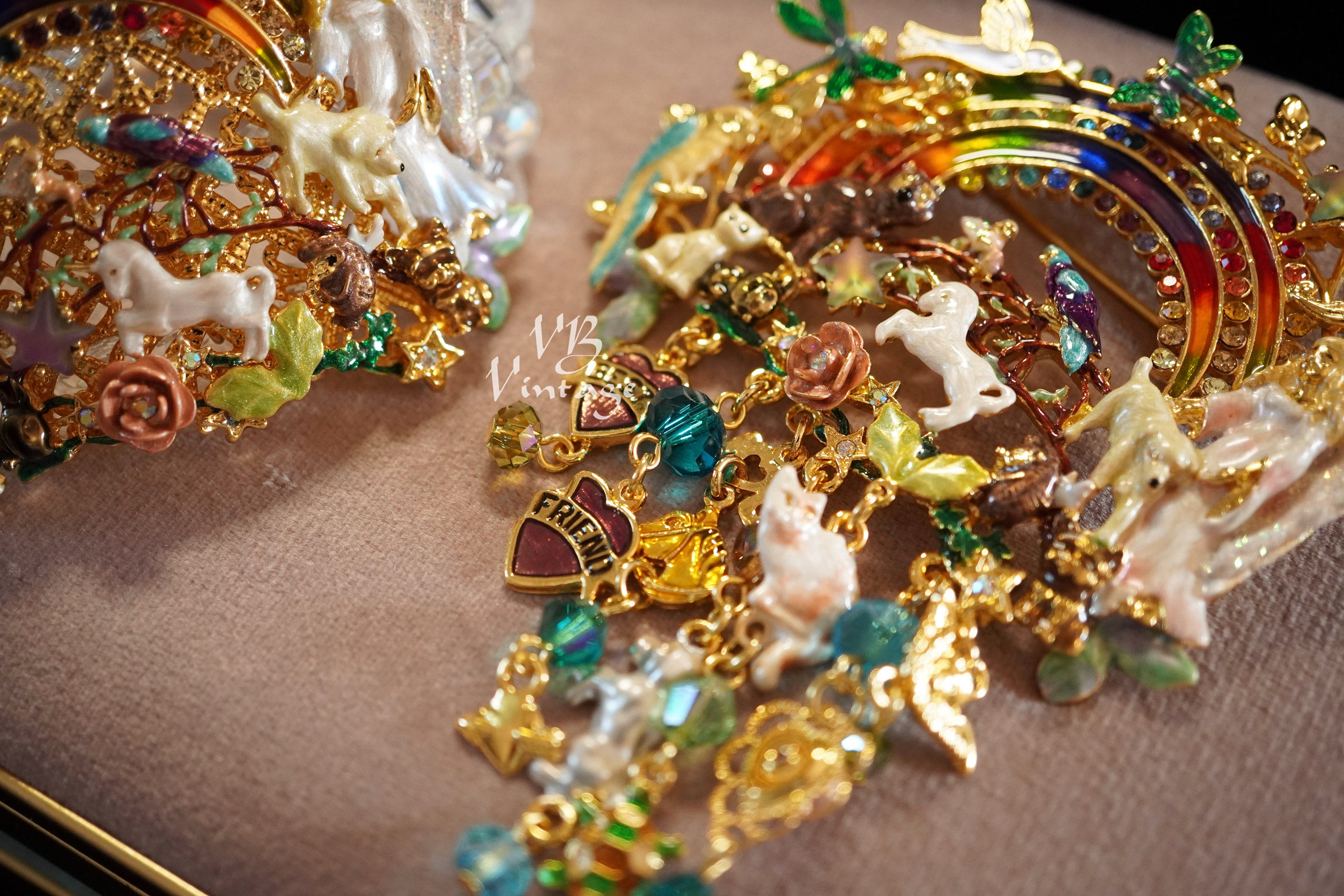 KIRKS FOLLY 复古梦幻彩虹好朋友水钻流苏胸针手链详情17