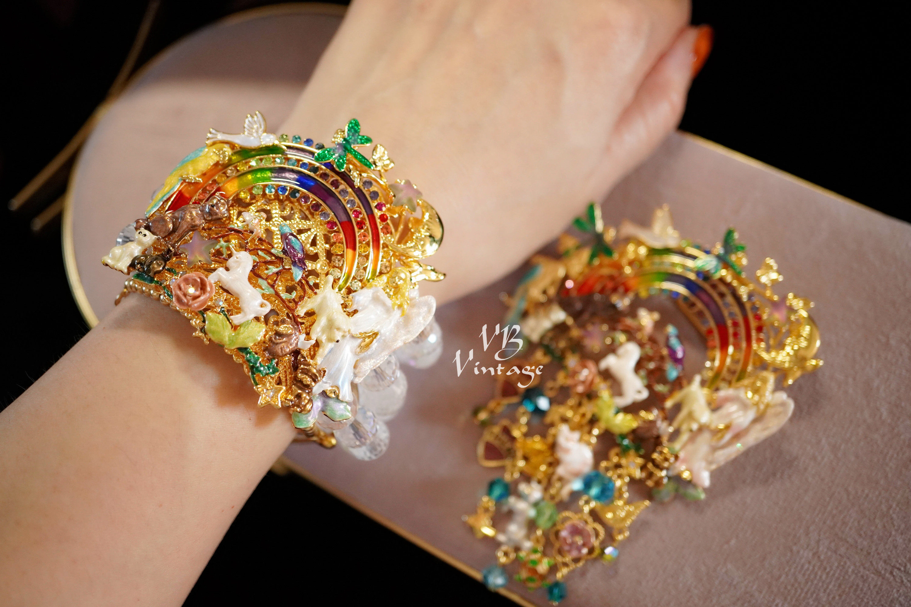 KIRKS FOLLY 复古梦幻彩虹好朋友水钻流苏胸针手链详情10