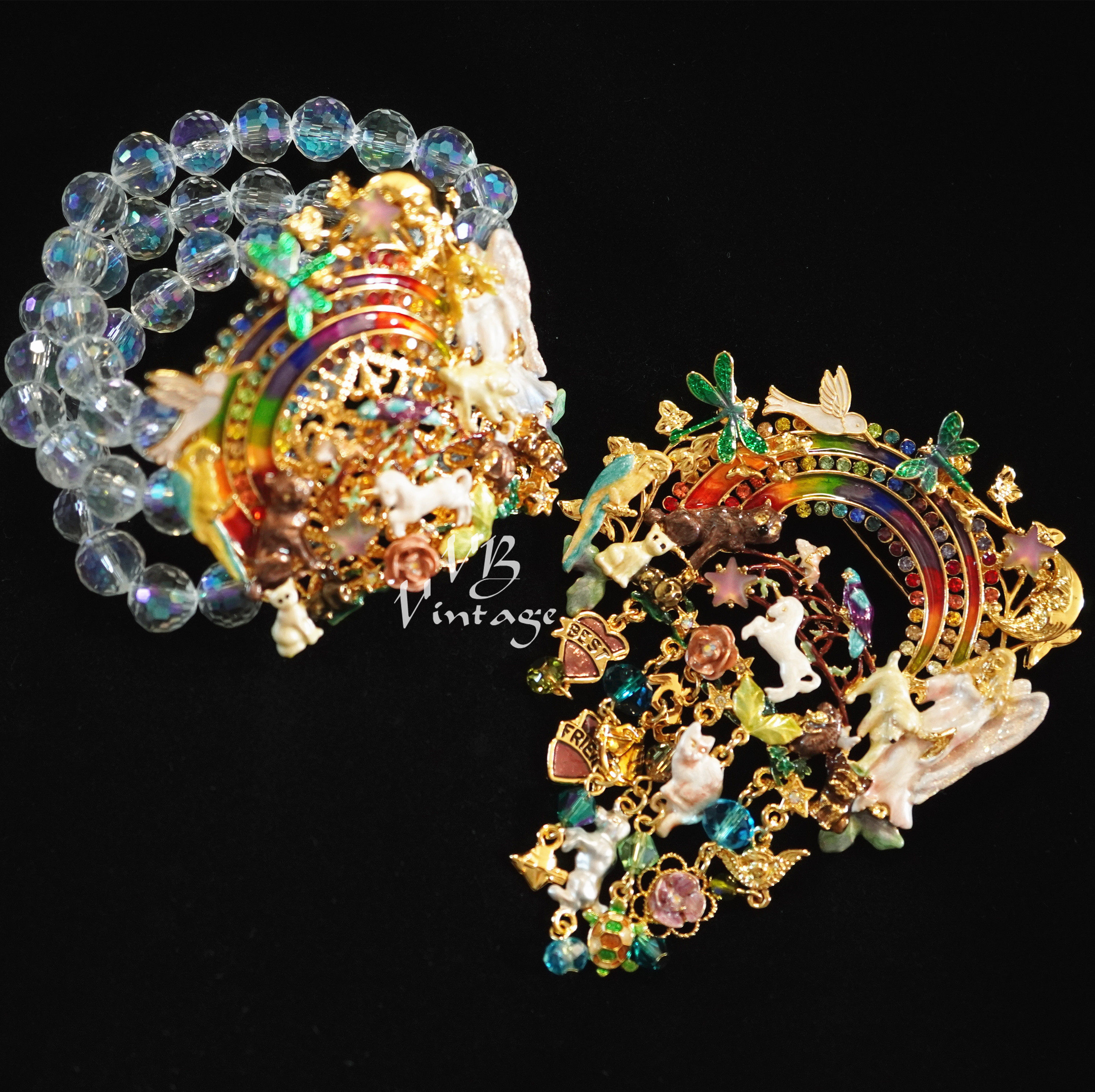 KIRKS FOLLY 复古梦幻彩虹好朋友水钻流苏胸针手链详情8