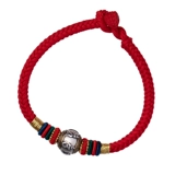 大善堂 Браслет с одной бусиной, защитный амулет, плетеный браслет из красной нити, оберег на день рождения подходит для мужчин и женщин, серебро 925 пробы, на удачу