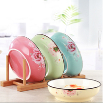 4 pieces 6 5 7 5 inch Chinese color glaze rice plate ceramic household bowl rice plate dish deep mouth soup plate