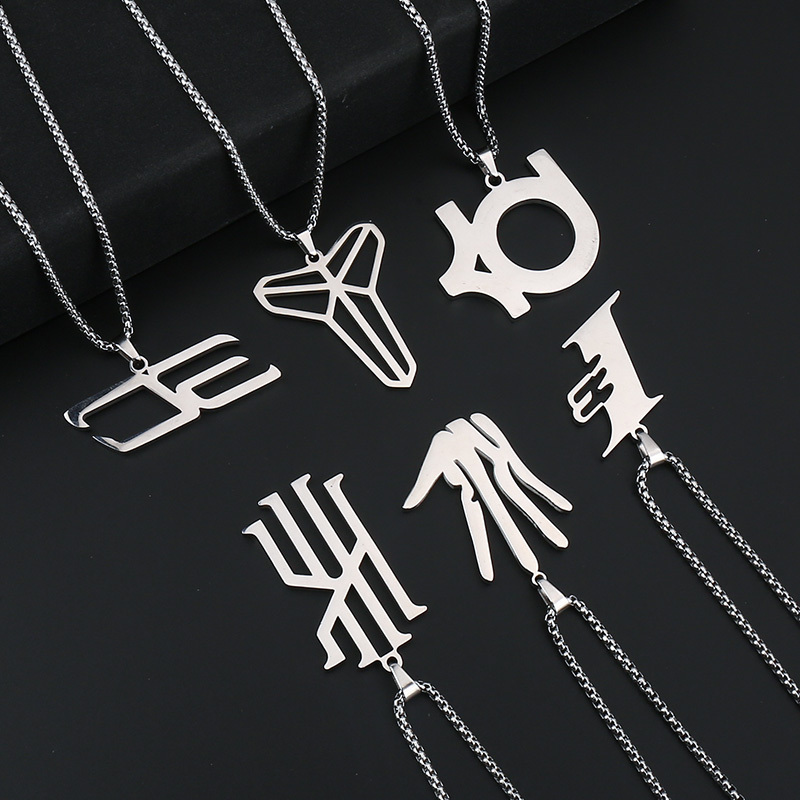 Nba Basketball Superstar Logo Necklace James Pendant Kobe Iverson Curry Harden Irving Titanium Steel Jewelry