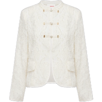 EP Yaying Womens National Style Small Stand Collar Jacquard Textured Waist Jacket 2024 Early Autumn New Style 1282A