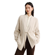 EP YAYING Yaying Womens Cashmere Wool Blended Texture Knitted Cardigan 2024 Winter New Style 9137A