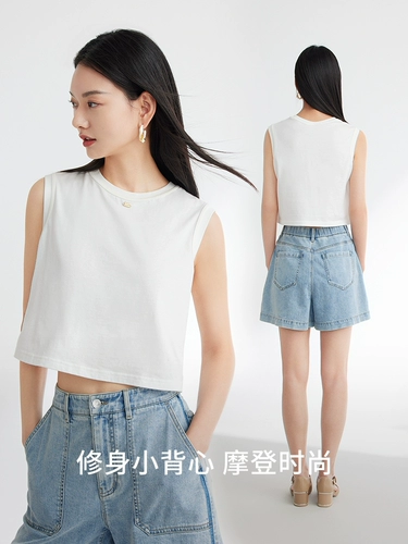 Ретро комфортный хлопковый жилет с круглым воротником, в американском стиле, коллекция 2023