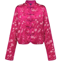EP YAYING Yaying Womens Jacquard Chinese Style Silk Button Stand Collar Jacket 2024 Autumn New Style M105A