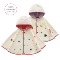 21 spring boys and girls hooded cloak Cape childrens shawl cute cartoon pattern small coat baby windbreaker