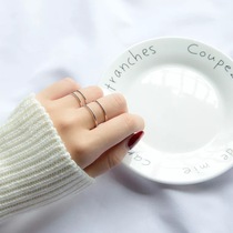 MICY sterling silver s925 female Japanese and Korean style simple smooth surface ring double double line two line geometric line opening ring