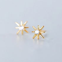 Korean version small fresh and inlaid with golden light ear nail s925 pure silver female sweet and small star cute ear ornament female