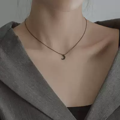 Black moon necklace female ins simple temperament 925 pure silver Net red choker niche Korean version of sexual cold wind