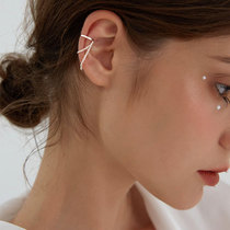 Brief Chain Flow Suear Clip S925 No Earhole Welfare Through Body Pure Silver Female Earrings Earpiece Earbone Clip Tide