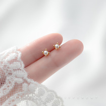 Mini-imitation pearl ear nail s925 pure silver small clear new ear bone nail beading small sweet and beautiful wind ladies student earl